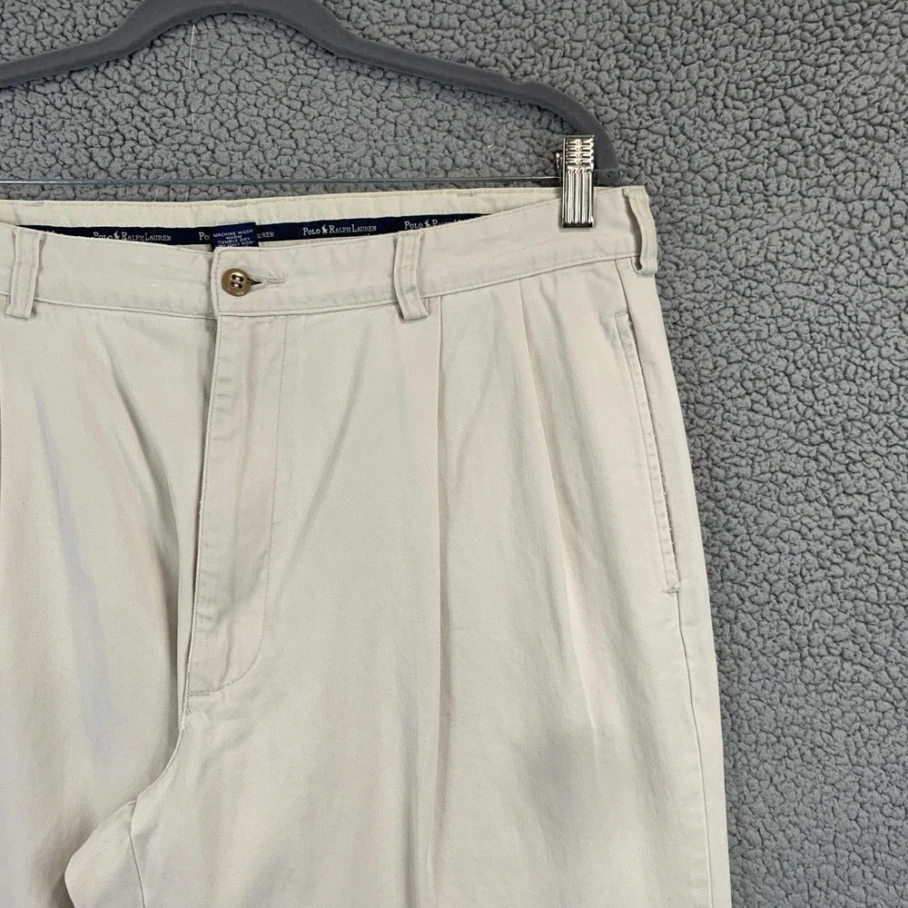 VTG Polo Ralph Lauren Hammond Pants Men's 36 Pleated White Classic Chino Preppy